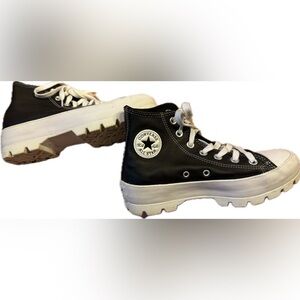 Converse All Star Lugged Black and White Platform High-Top Sneakers
